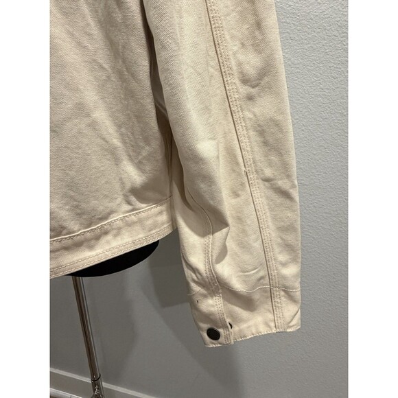 ZARA Men Paint Splatter Denim Jacket Contrast Collar Medium Oyster White - Picture 11 of 16